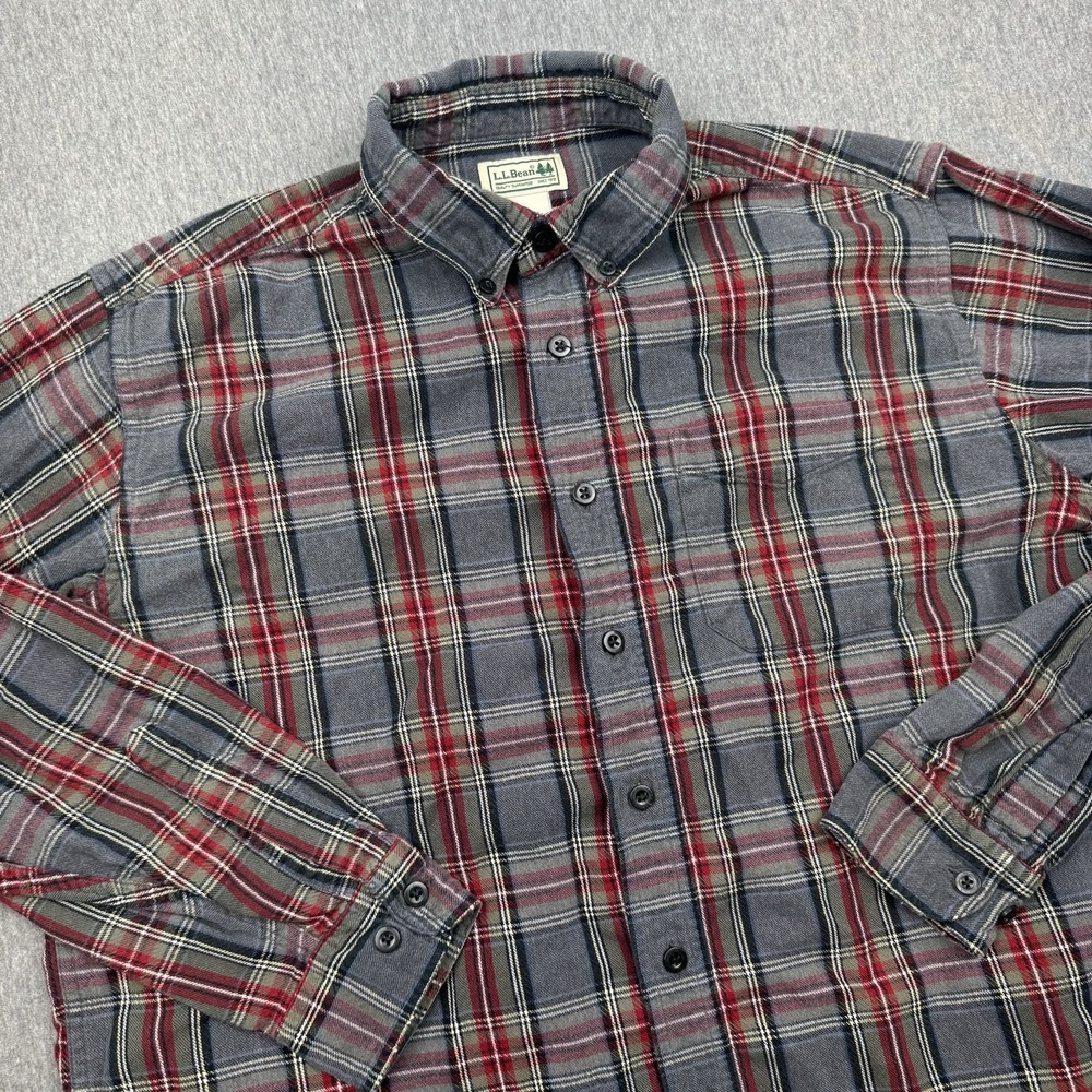 LL Bean Shirt Mens Large Tall LT Scotch Plaid Flannel Button Down Long Sleeve